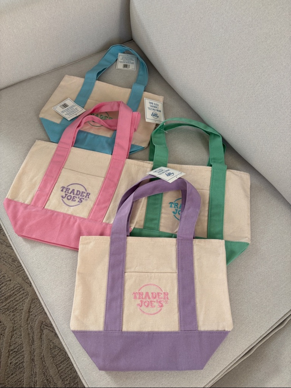 4 Trader Joe’s pastel mini bags